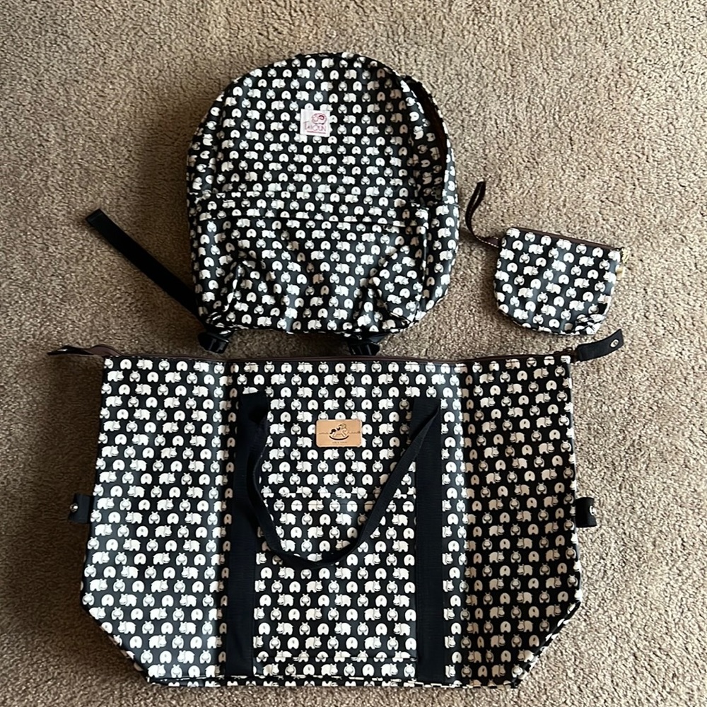 3 piece baby duffle, backpack, & small wristlet: